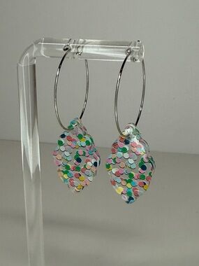 Confetti Drop Multicolor Hoop Earrings